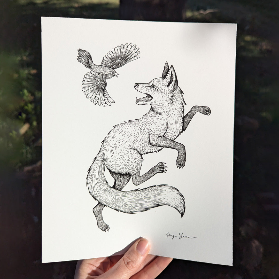 The Fox and the Blackbird - Art Print