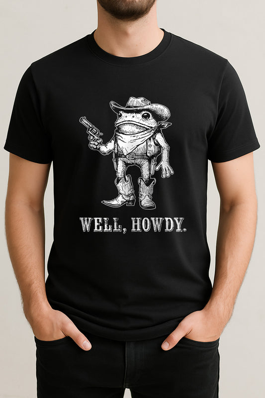 Howdy Frog – One-Sided Tee with Text