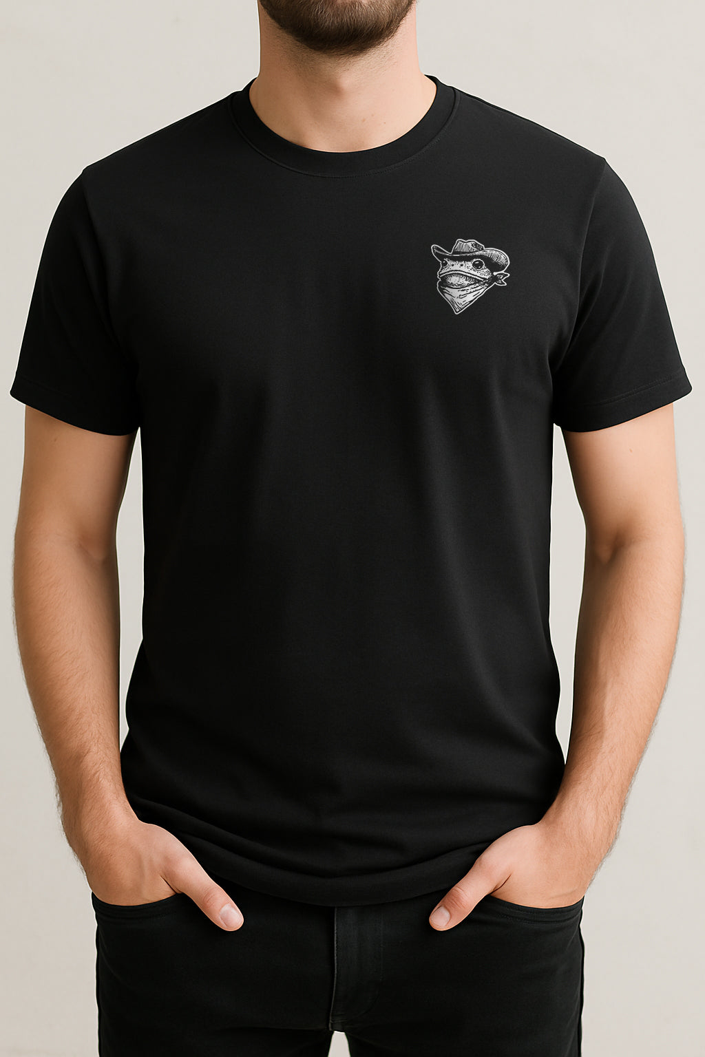 Howdy Frog – Two-Sided Tee (Mini Head Front / Full Back with Text)