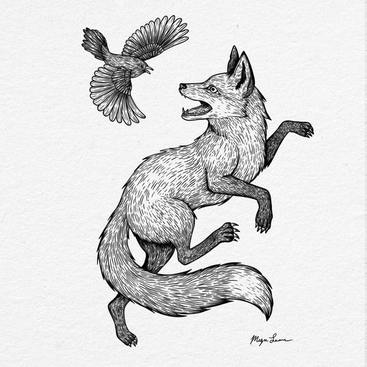 The Fox and the Blackbird - Art Print